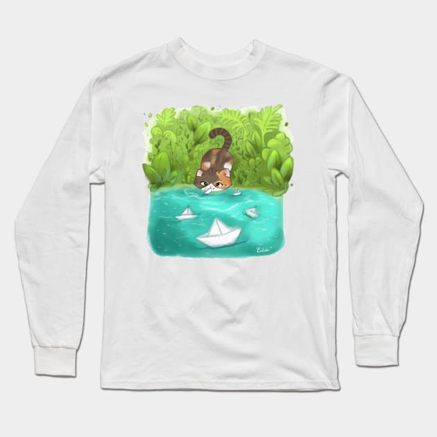 fluffy kitty Long Sleeve T-Shirt by talida_illustration